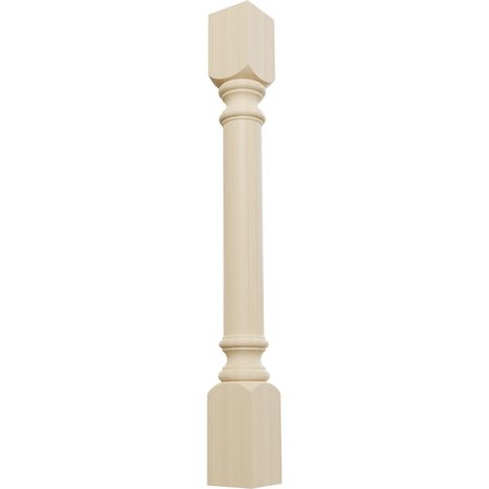 EKENA MILLWORK 3 3/4"W x 3 3/4"D x 35 1/2"H Traditional Cabinet Column, Rubberwood COL03X03X35TRRW